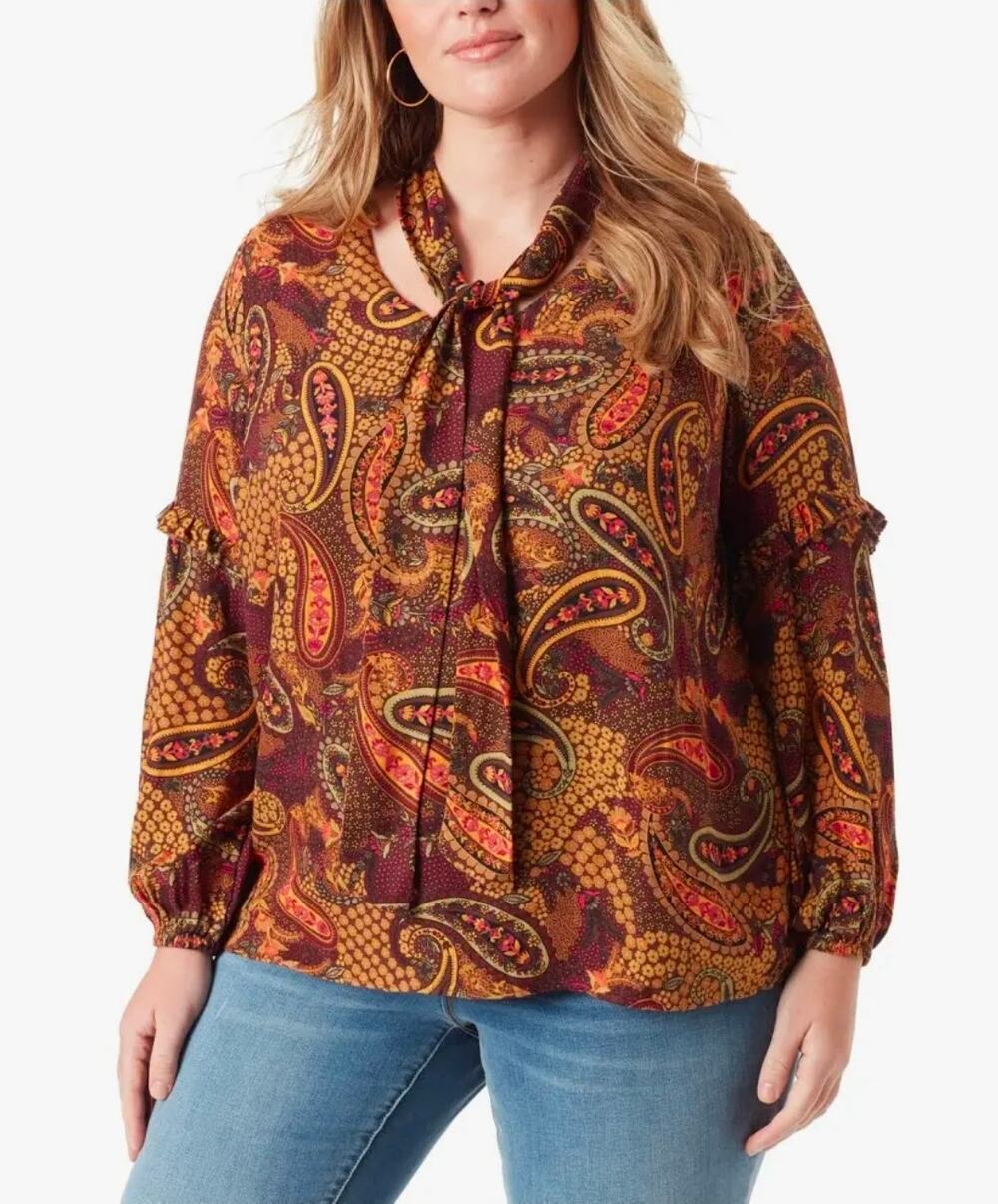 NWT Jessica Simpson Paisley Long Sleeve blouse 2X
